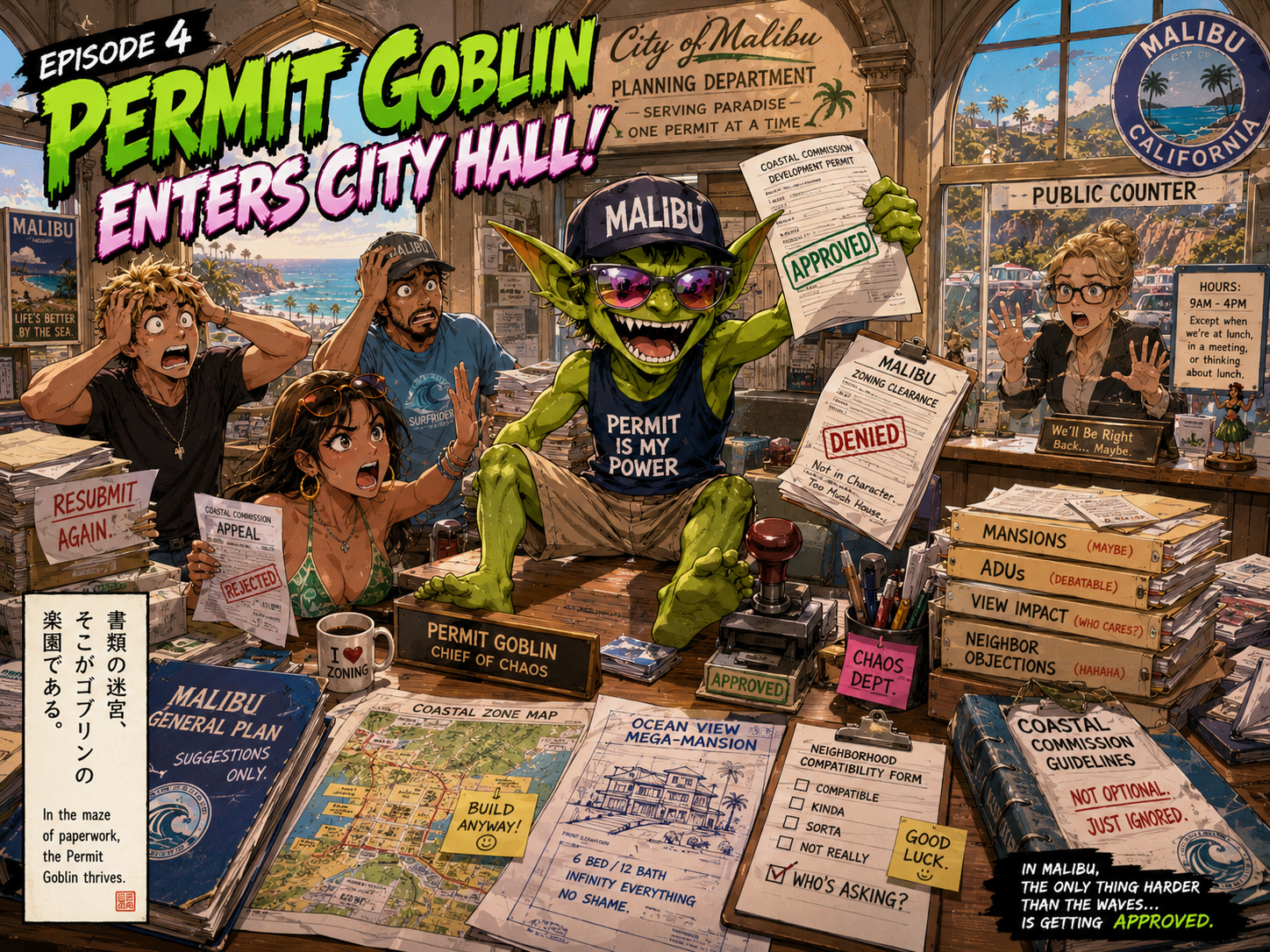 Permit Goblin enters city hall in Episode 4