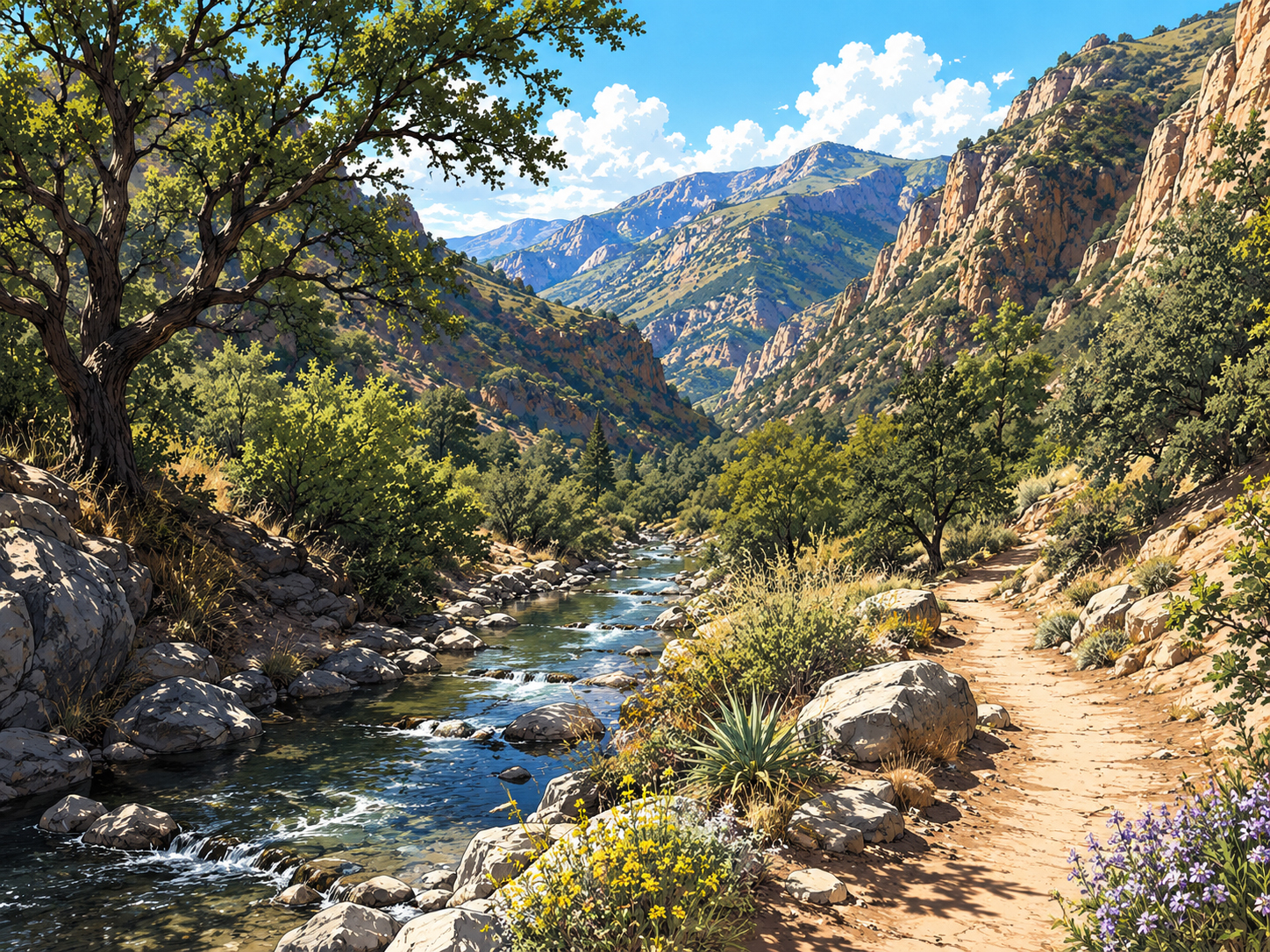 Malibu Creek canyon in manga style